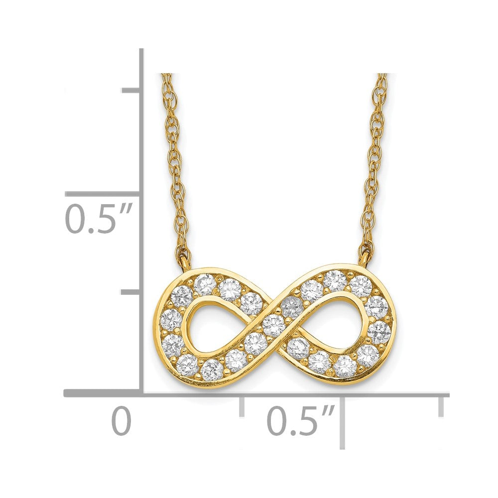 10k Yellow Gold 18inch Polished CZ Infinity Necklace 18"