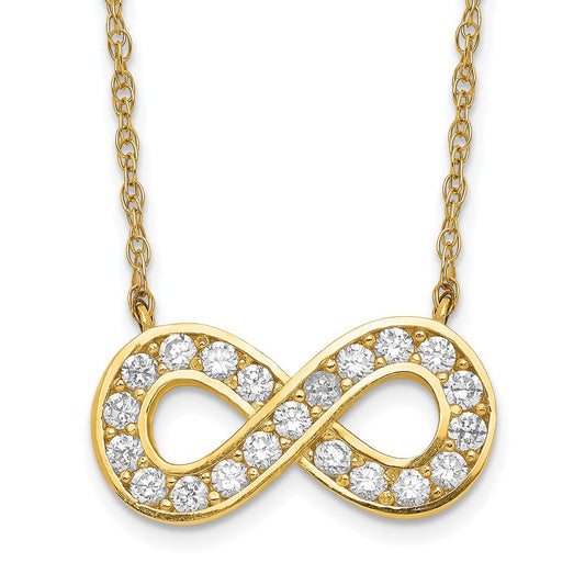 10k Yellow Gold 18inch Polished CZ Infinity Necklace 18"