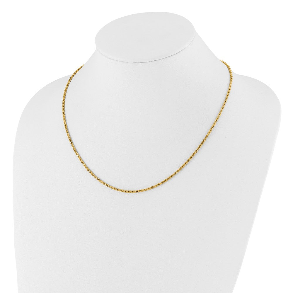 14k Yellow Gold Adjustable 2mm Diamond-Cut Rope Chain Necklace 22"
