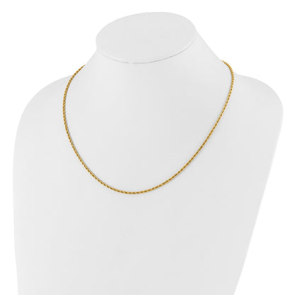 14k Yellow Gold Adjustable 2mm Diamond-Cut Rope Chain Necklace 22"