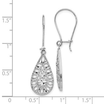 14K White Gold Diamond-Cut Dangle Earrings