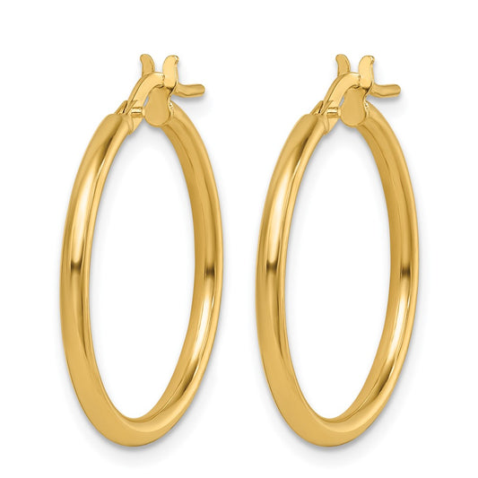 14k Yellow Gold Polished 1.9x23.8mm Round Tube Round Hoop Earrings