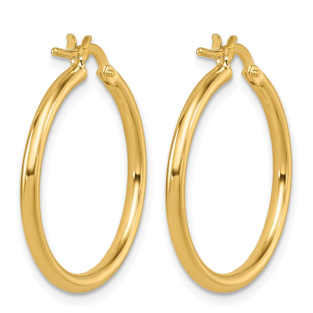 14k Yellow Gold Polished 1.9x23.8mm Round Tube Round Hoop Earrings