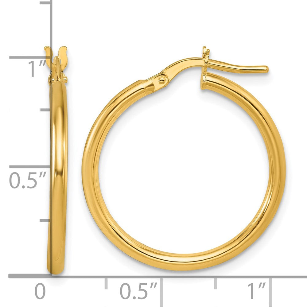 14k Yellow Gold Polished 1.9x23.8mm Round Tube Round Hoop Earrings