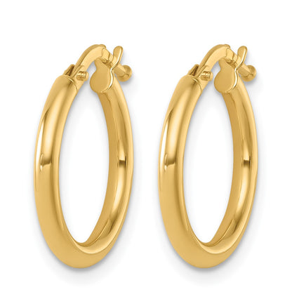 14k Yellow Gold Polished 1.9x16.7mm Round Tube Round Hoop Earrings