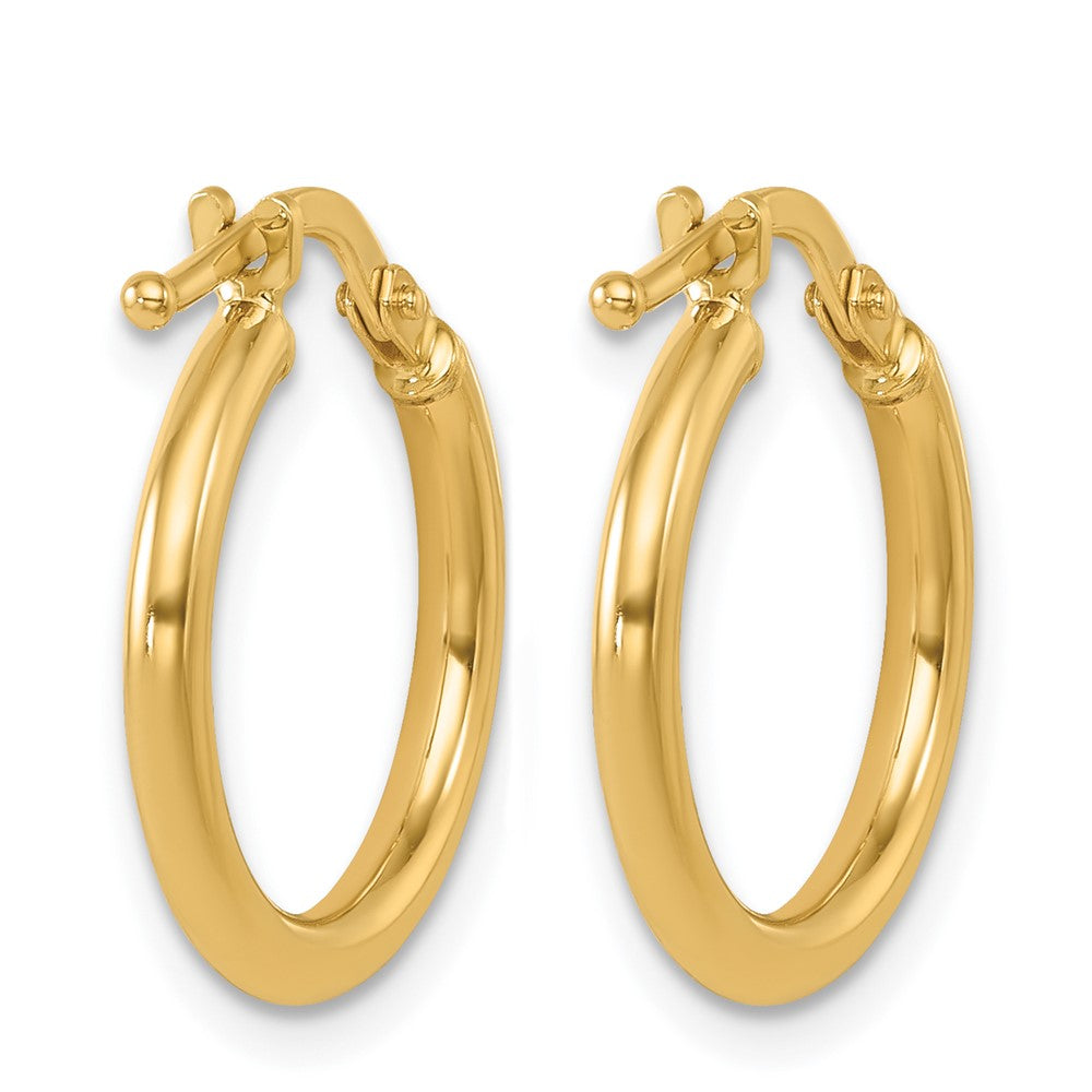 14k Yellow Gold Polished 1.9x16.7mm Round Tube Round Hoop Earrings