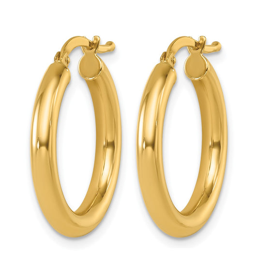 14k Yellow Gold Polished 2.9x21.5mm Round Tube Round Hoop Earrings