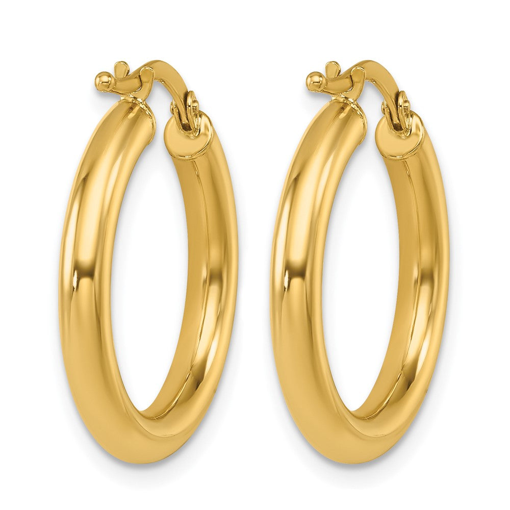 14k Yellow Gold Polished 2.9x21.5mm Round Tube Round Hoop Earrings