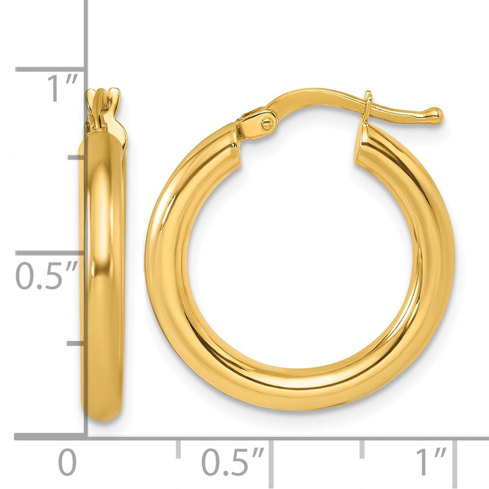 14k Yellow Gold Polished 2.9x21.5mm Round Tube Round Hoop Earrings