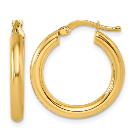 14k Yellow Gold Polished 2.9x21.5mm Round Tube Round Hoop Earrings