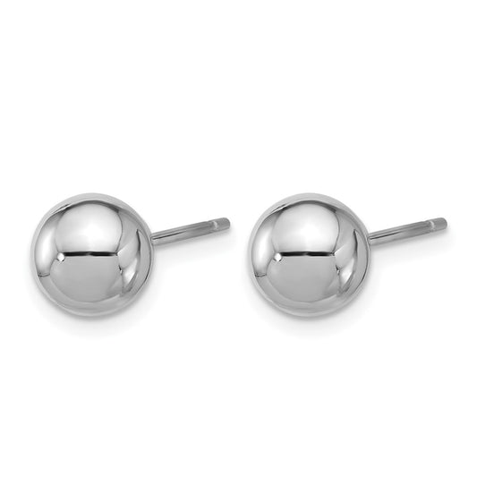 14K White Gold Rhodium-plated Polished 8.0mm Ball Stud Earrings