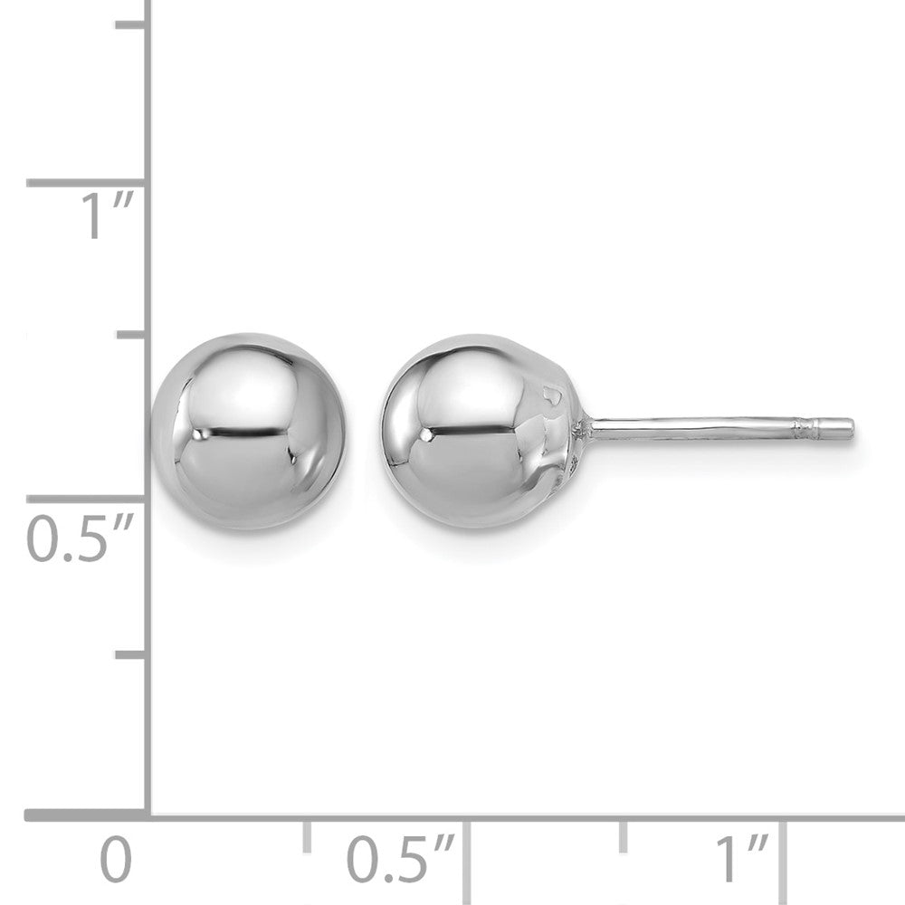 14K White Gold Rhodium-plated Polished 8.0mm Ball Stud Earrings