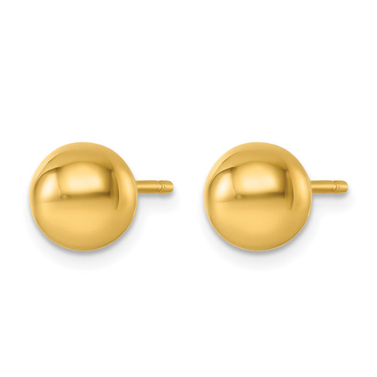 14k Yellow Gold Polished 8.0mm Ball Stud Earrings
