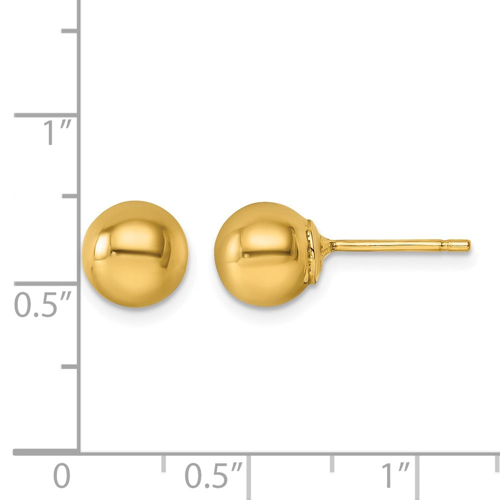 14k Yellow Gold Polished 8.0mm Ball Stud Earrings