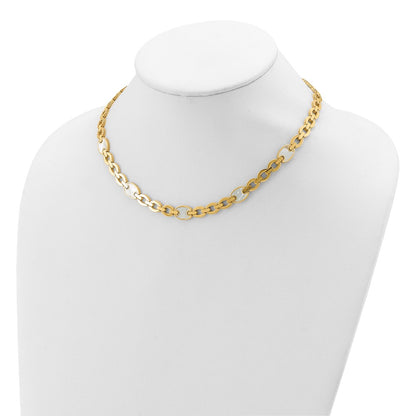 14k Yellow Gold Polished Mother of Pearl Fancy Link 16 inch Necklace