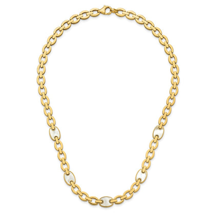 14k Yellow Gold Polished Mother of Pearl Fancy Link 16 inch Necklace