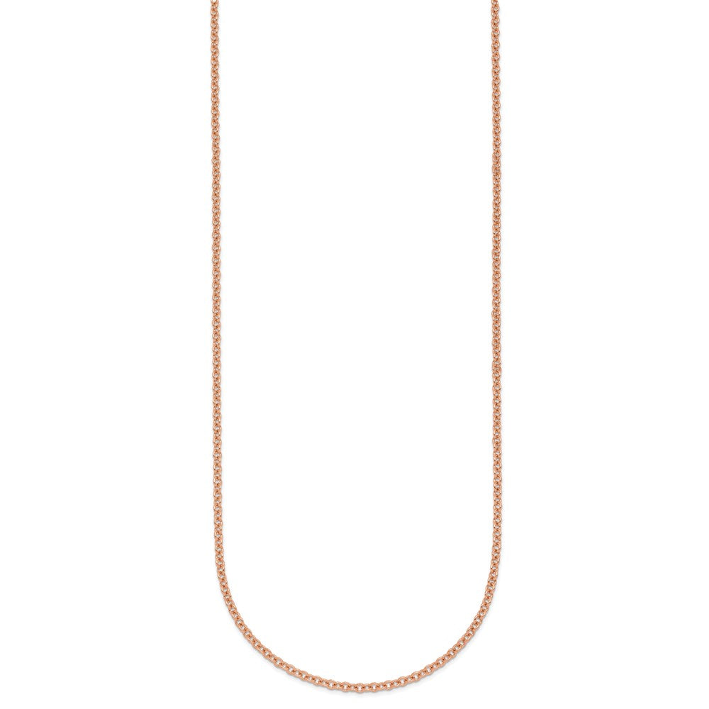 14K Rose Gold Polished 2.0mm Solid Cable Chain Necklace