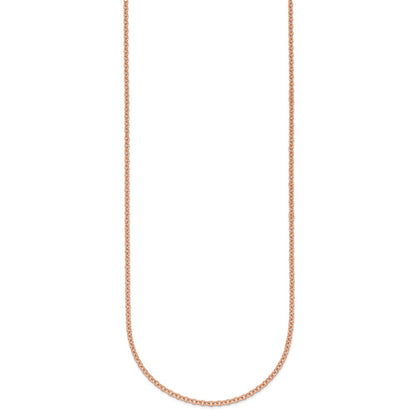 14K Rose Gold Polished 2.0mm Solid Cable Chain Necklace