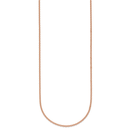 14K Rose Gold Polished 2.0mm Solid Cable Chain Necklace
