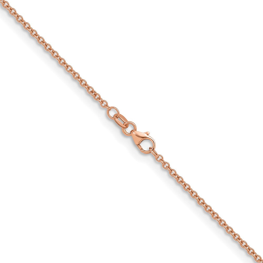 14K Rose Gold Polished 2.0mm Solid Cable Chain Necklace