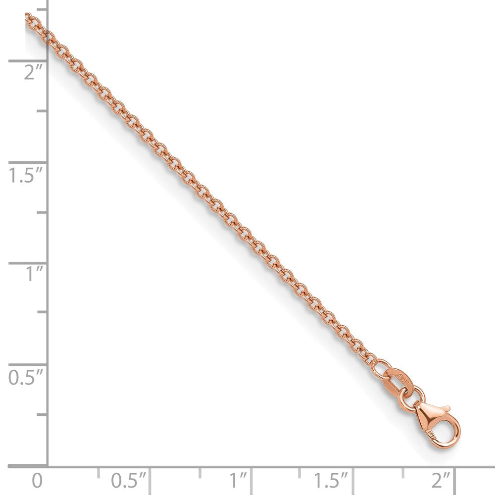 14K Rose Gold Polished 2.0mm Solid Cable Chain Necklace