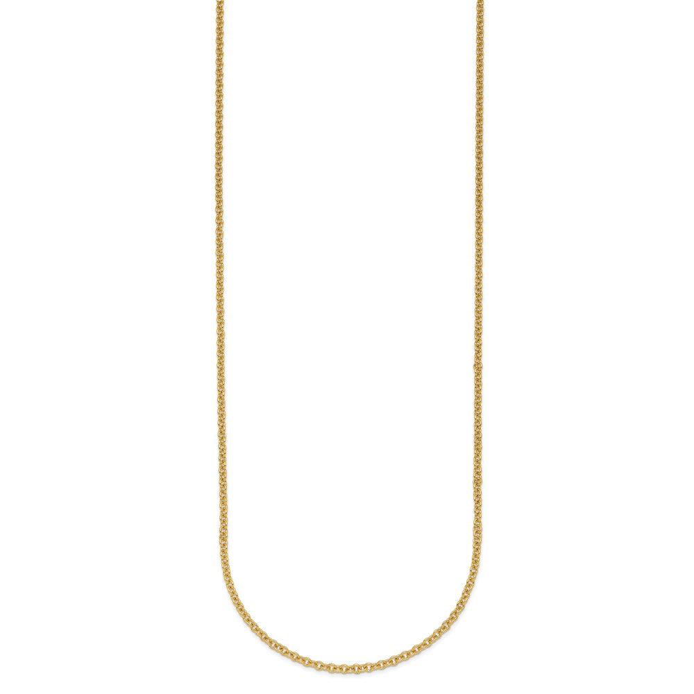 14K Rose Gold Polished 2.0mm Solid Cable Chain Necklace