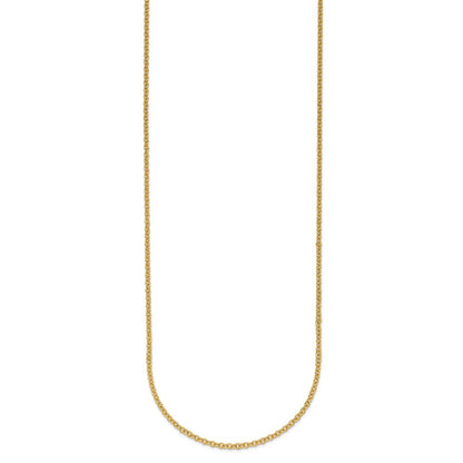 14K Rose Gold Polished 2.0mm Solid Cable Chain Necklace