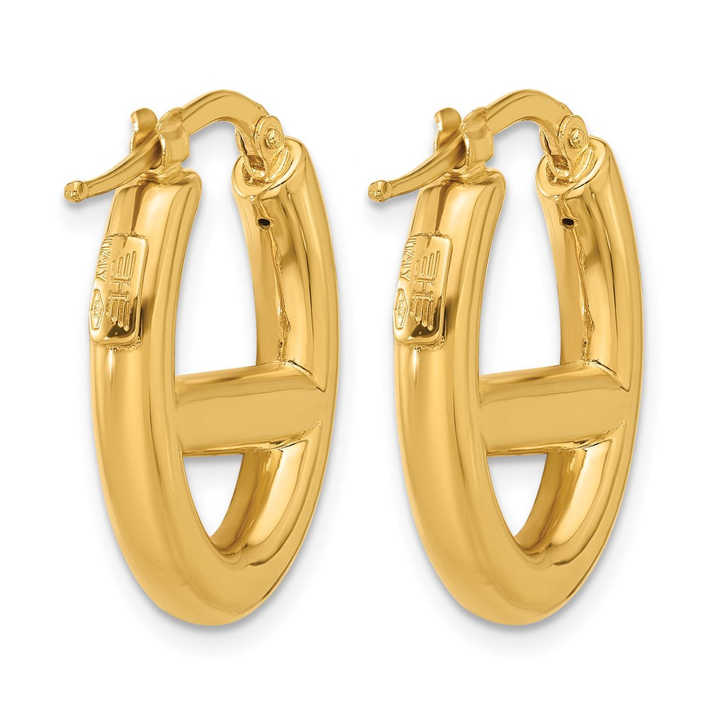 14k Yellow Gold Polished Fancy Oval Hoop Earrings