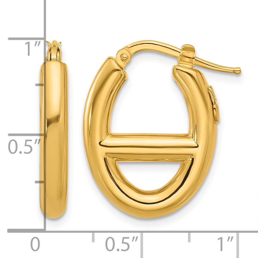 14k Yellow Gold Polished Fancy Oval Hoop Earrings