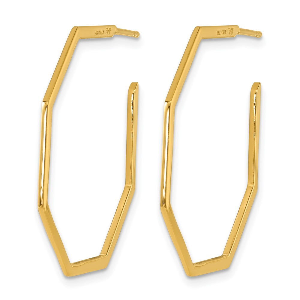 14k Yellow Gold Polished 1.0mm Octagon Post C-Hoop Earrings