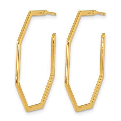14k Yellow Gold Polished 1.0mm Octagon Post C-Hoop Earrings