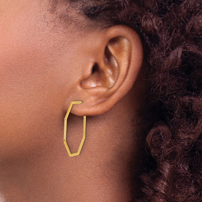 14k Yellow Gold Polished 1.0mm Octagon Post C-Hoop Earrings
