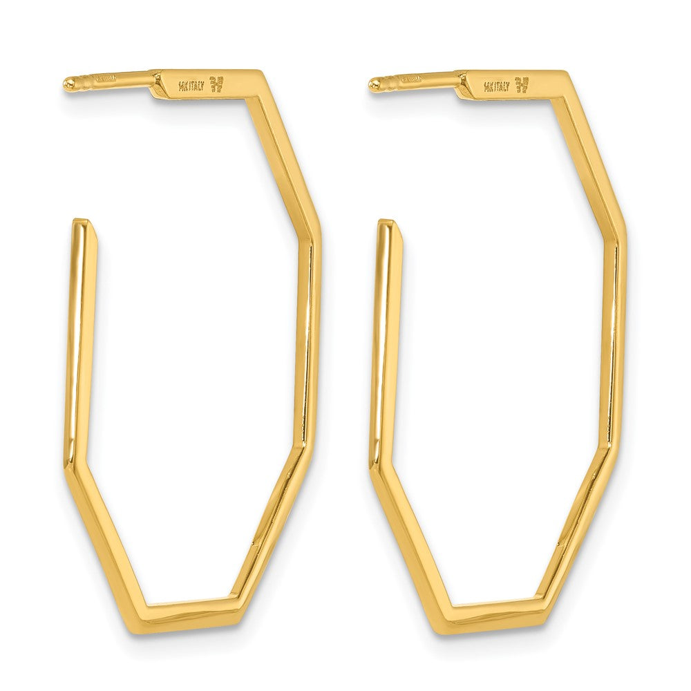 14k Yellow Gold Polished 1.0mm Octagon Post C-Hoop Earrings