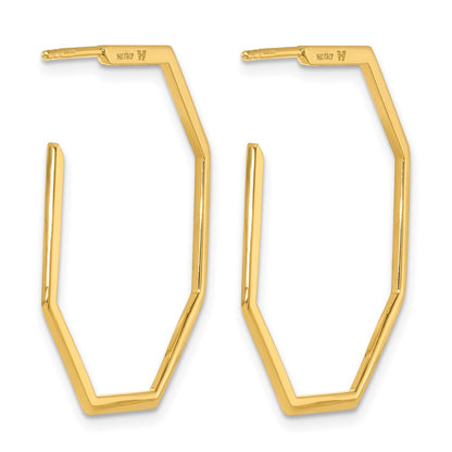 14k Yellow Gold Polished 1.0mm Octagon Post C-Hoop Earrings