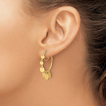14k Yellow Gold Polished Graduated Discs Small Round Hoop Earrings