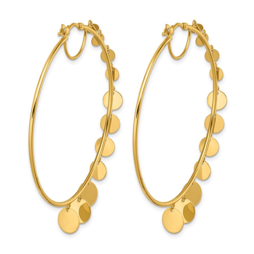 14k Yellow Gold Polished Graduated Discs Large Round Hoop Earrings