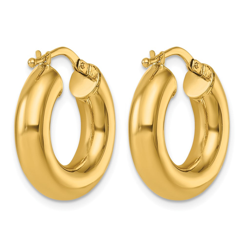 14k Yellow Gold Polished 4.8x20mm Round Tube Round Hoop Earrings
