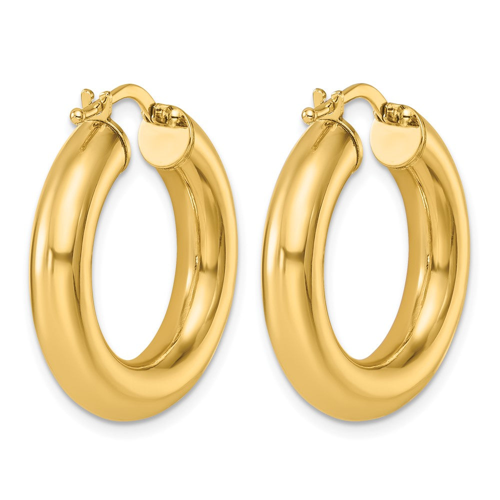 14k Yellow Gold Polished 4.9x26.6mm Round Tube Round Hoop Earrings