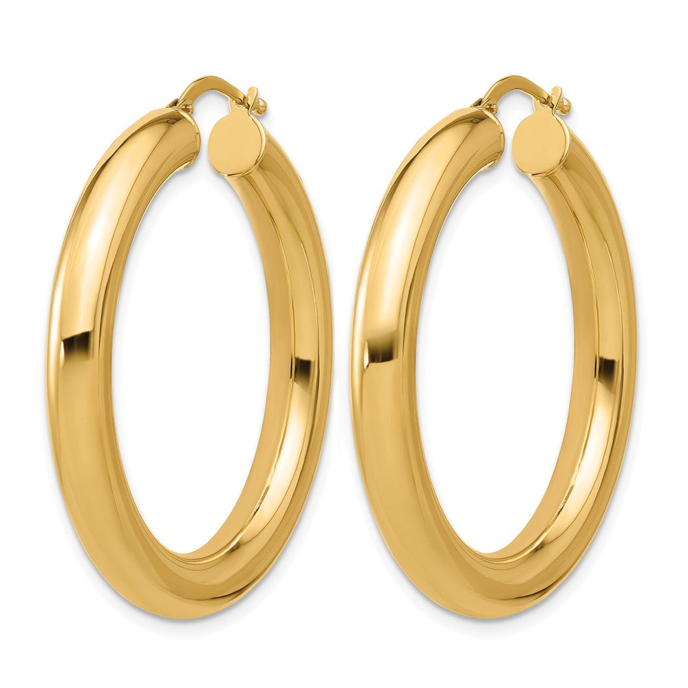 14k Yellow Gold Polished 4.8x40.5mm Round Tube Round Hoop Earrings