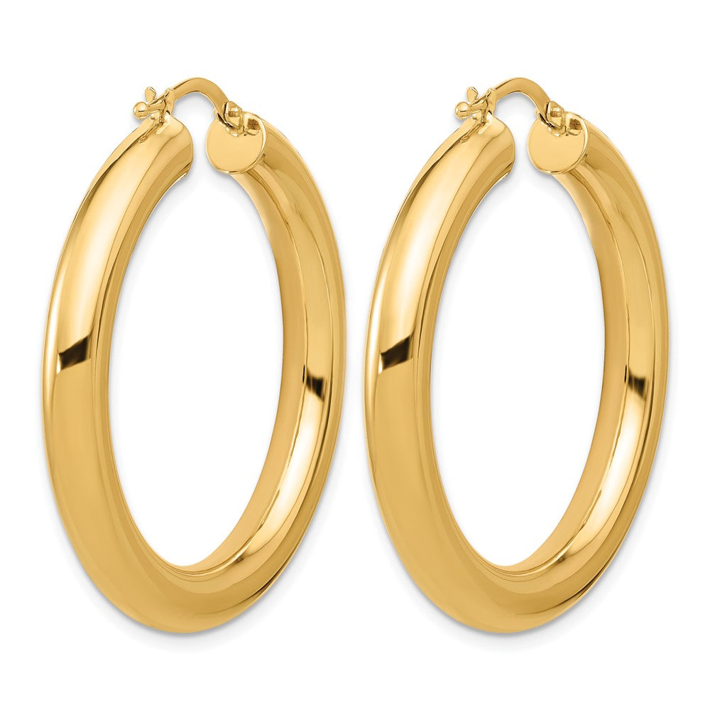 14k Yellow Gold Polished 4.8x40.5mm Round Tube Round Hoop Earrings