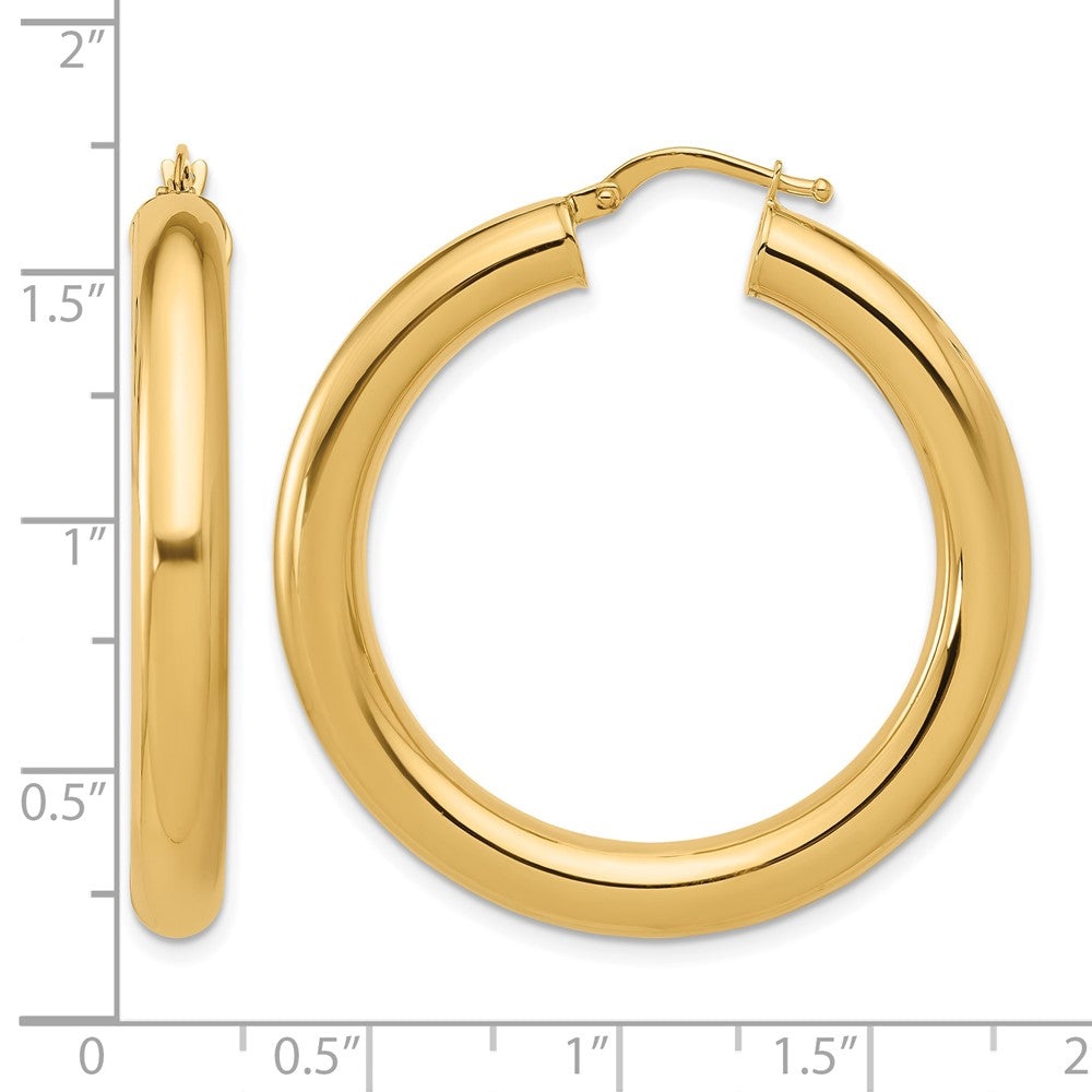 14k Yellow Gold Polished 4.8x40.5mm Round Tube Round Hoop Earrings