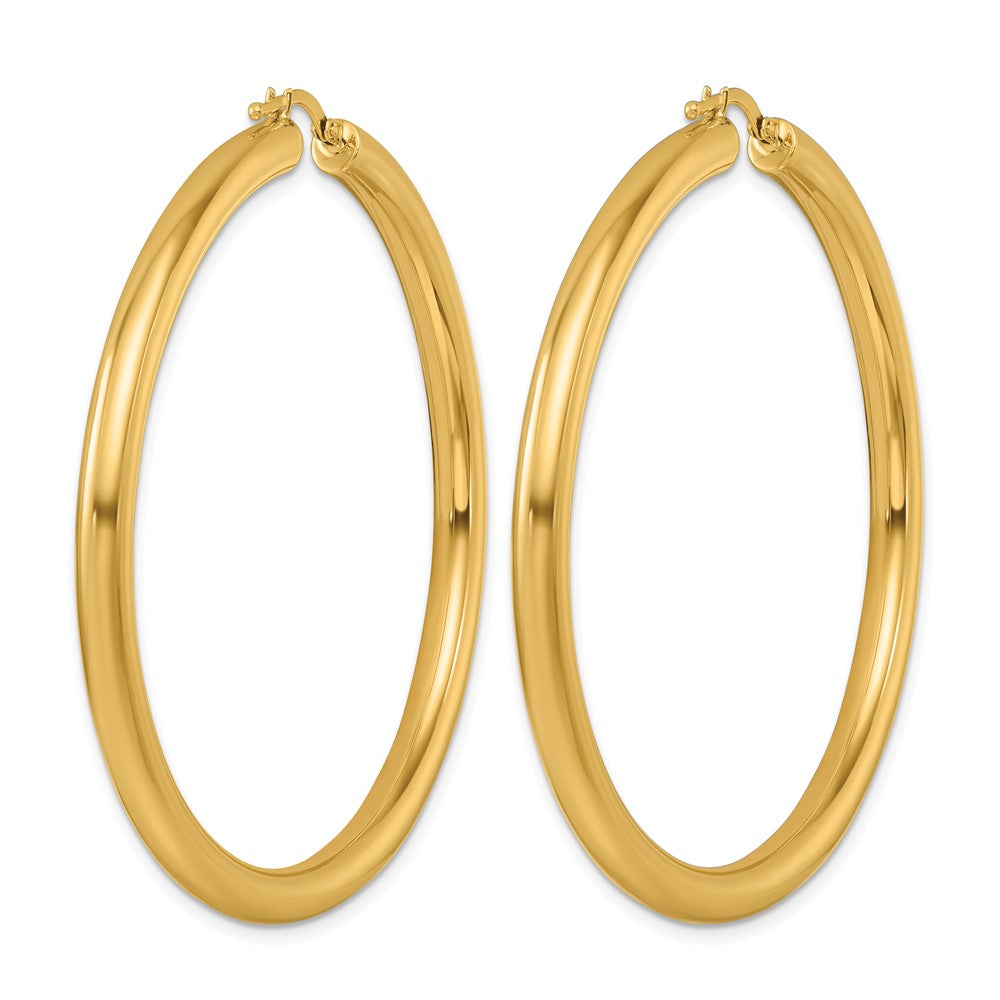 14k Yellow Gold Polished 4x58mm Round Tube Round Hoop Earrings