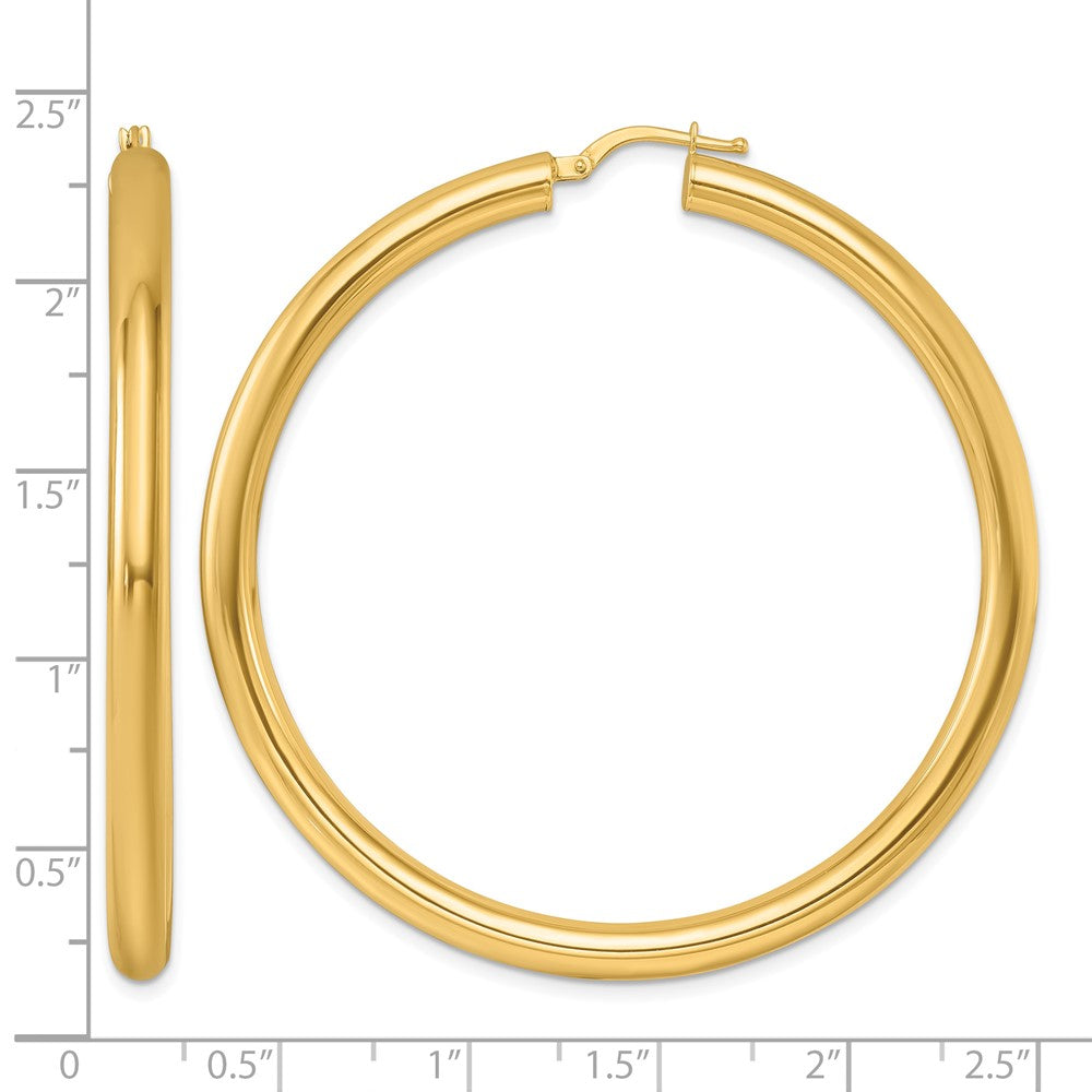 14k Yellow Gold Polished 4x58mm Round Tube Round Hoop Earrings