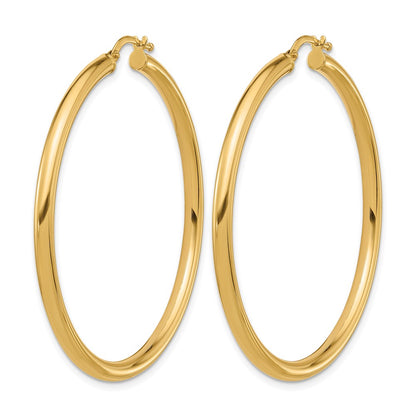 14k Yellow Gold Polished 2.9x49mm Round Tube Round Hoop Earrings