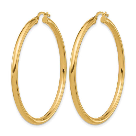 14k Yellow Gold Polished 2.9x49mm Round Tube Round Hoop Earrings