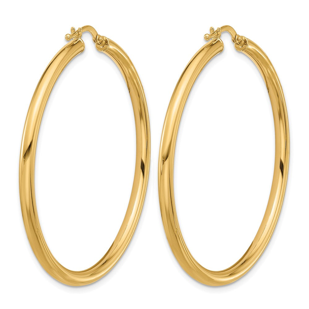 14k Yellow Gold Polished 2.9x49mm Round Tube Round Hoop Earrings
