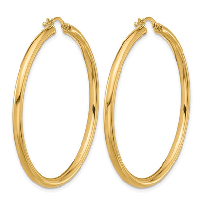 14k Yellow Gold Polished 2.9x49mm Round Tube Round Hoop Earrings