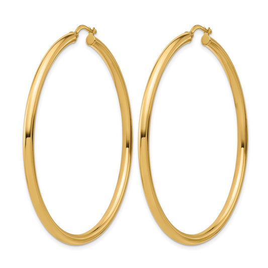 14k Yellow Gold Polished 2.9x56mm Round Tube Round Hoop Earrings
