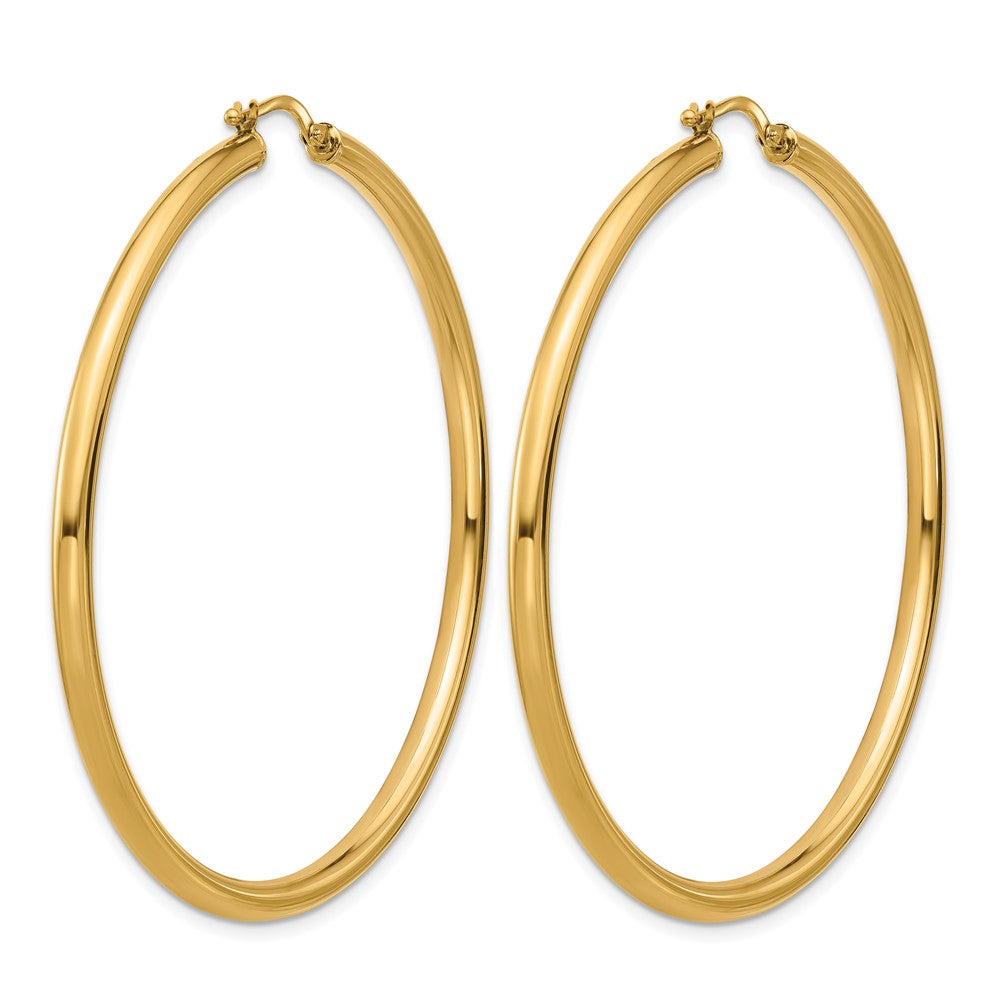 14k Yellow Gold Polished 2.9x56mm Round Tube Round Hoop Earrings