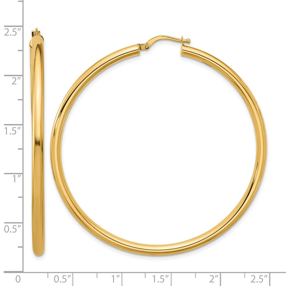 14k Yellow Gold Polished 2.9x56mm Round Tube Round Hoop Earrings
